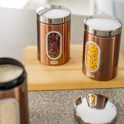 Addis 515717 Set of 3X Canisters-Copper, Metal, 1.4L