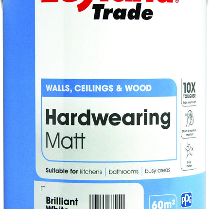 Leyland Trade Hardwearing Matt - Brilliant White 5L