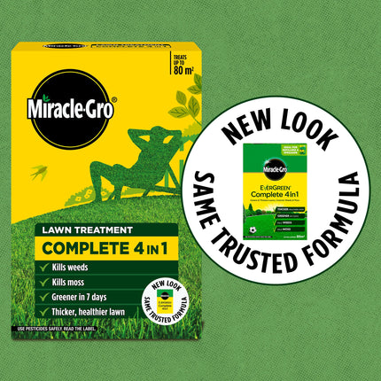Miracle-Gro Evergreen Complete 4-in-1 Lawn Food, Weed & Moss Control, 360 m2, Yellow