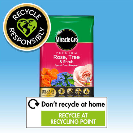 Miracle-Gro Premium Rose, Tree & Shrub Compost, 40 Litres, Brown