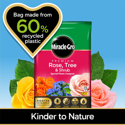 Miracle-Gro Premium Rose, Tree & Shrub Compost, 40 Litres, Brown