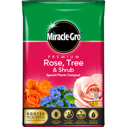 Miracle-Gro Premium Rose, Tree & Shrub Compost, 40 Litres, Brown