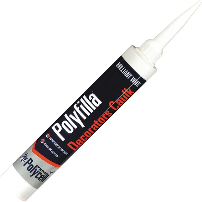 Polycell Polyfilla Decorators Caulk White Trade 290ml -Solvent based, high performance wood filler for permanent weather resistant repair