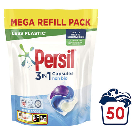 Persil Power Caps Washing Capsules, Fast & Easy Stain Removal With Triple Action Cleaning, Fresh Fragrance, All In One Power Washing Capsules - 150 Washes (Non-Bio)