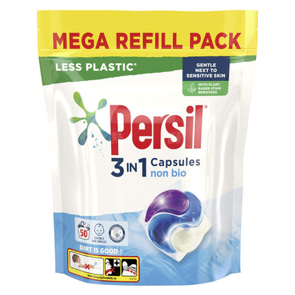 Persil Power Caps Washing Capsules, Fast & Easy Stain Removal With Triple Action Cleaning, Fresh Fragrance, All In One Power Washing Capsules - 150 Washes (Non-Bio)