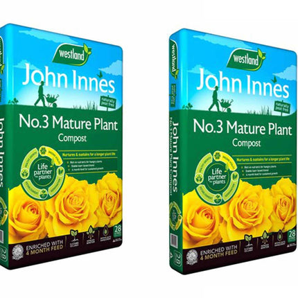 John Innes Peat Free No 3 Mature Plant Compost 28L Pack of 2