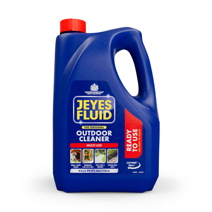 Jeyes Fluid Ready-To-Use Outdoor Cleaner and Disinfectant for Paths, Patios, Driveways and Pet Housing, Blue, 4 Litre, Packing May Vary.