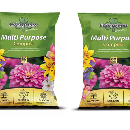 Evergreen Horticultural Multipurpose Compost 60L Pack of 2