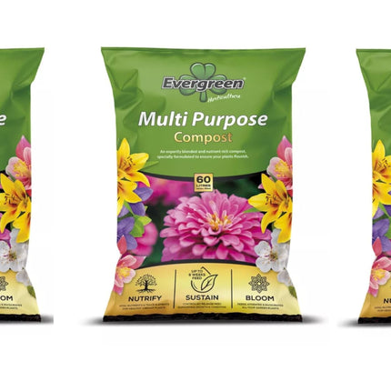 Evergreen Horticultural Multipurpose Compost 60L Pack of 3
