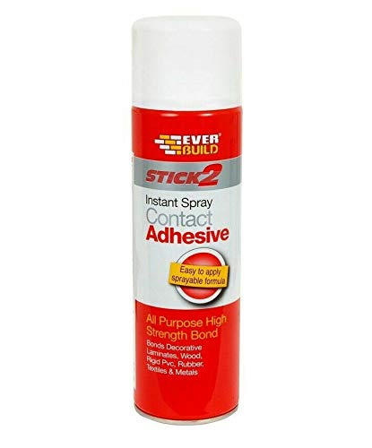 Everbuild Stick 2 Spray Contact Adhesive 500ml Wood Concrete Metal Plastic Glue