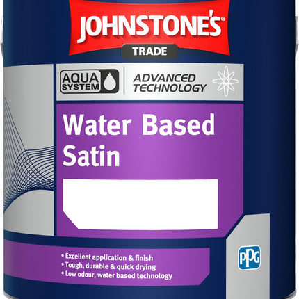 Johnstone’s Trade Aqua Water Based Satin Brilliant White 2.5L with Avenue touch up brush
