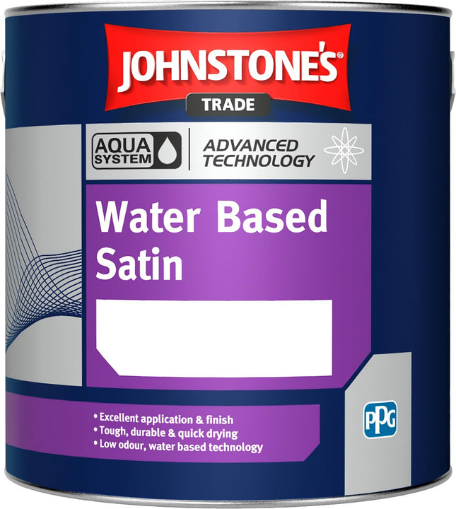 Johnstone’s Trade Aqua Water Based Satin Brilliant White 2.5L with Avenue touch up brush