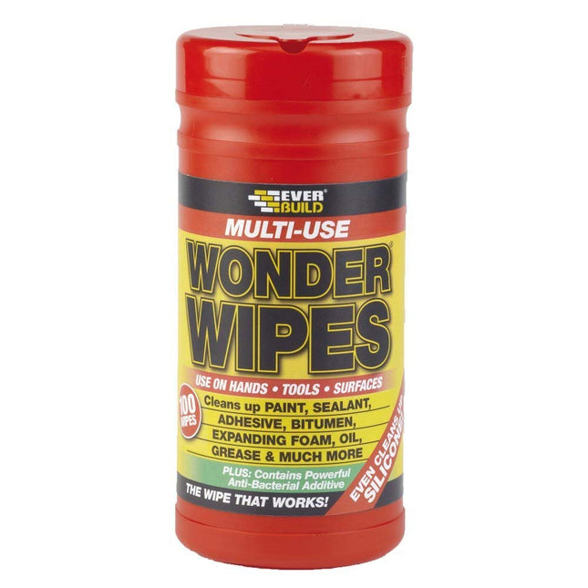 Everbuild 3X Multi-Use Wonder Wipes - 100 Wipes - Clear, Unscented, Multi Surface