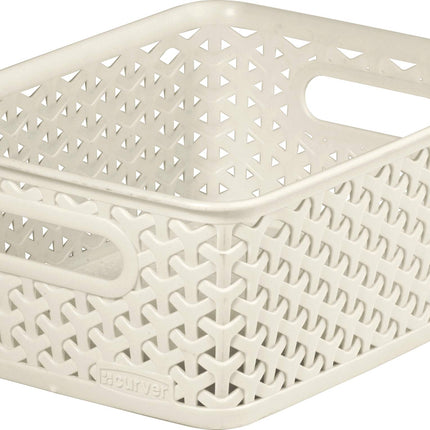 Curver My Style Small Rectangular Storage Basket, Vintage White, 4 Litre