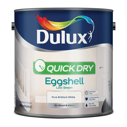 Dulux Quick Dry Eggshell Paint For Wood And Metal - Pure Brilliant White 2. 5 Litres