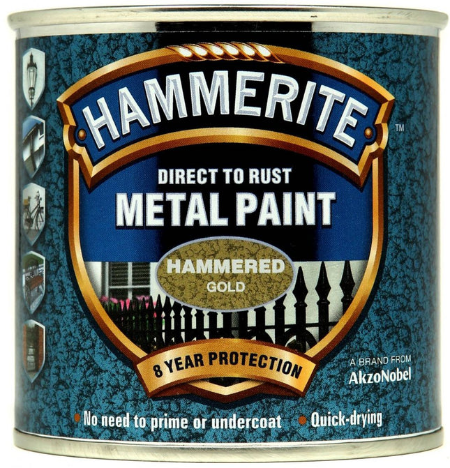 Hammerite Metal Paint Hammered 250ml Gold (311380)