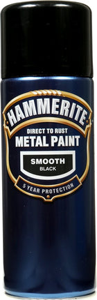 Hammerite Metal Paint Smooth Black 400ml Aerosol (313224)