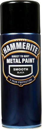 Hammerite Metal Paint Smooth Black 400ml Aerosol (313224)
