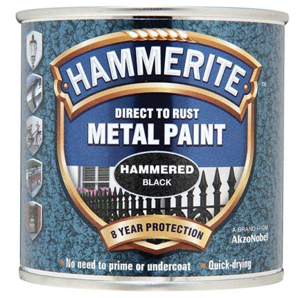 Hammerite 5084792 Direct to Rust Hammered Finish Black 250ml