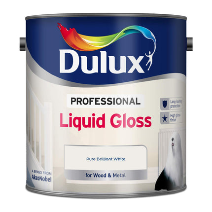 Dulux Professional Liquid Gloss Paint For Wood And Metal - Pure Brilliant White 2. 5 Litres