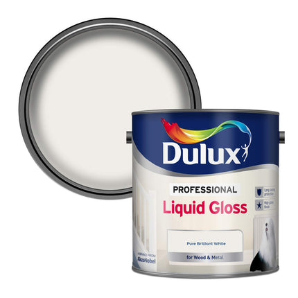Dulux Professional Liquid Gloss Paint For Wood And Metal - Pure Brilliant White 2. 5 Litres