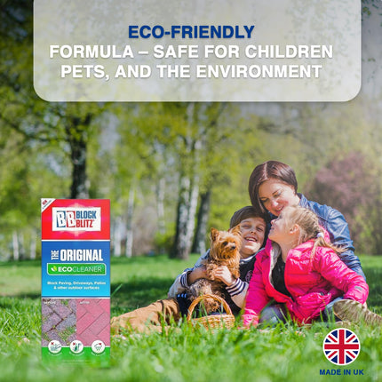 Block Blitz Block Paving Eco Cleaner, Garden Cleaner. Removes and Prevents Algae, Moss, and Black Spot. Deters Weed Growth for up to 6 Months. 6 x Pouches. Treats 30 sq/m.