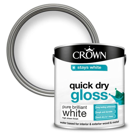 Crown Quick Dry Gloss Pure Brilliant White 2.5l Interior/Exterior