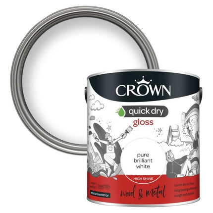 Crown Quick Dry Gloss Pure Brilliant White 2.5l Interior/Exterior