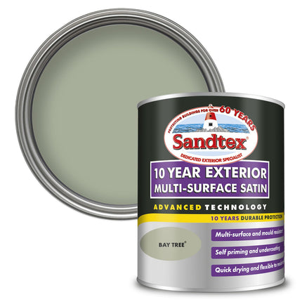 Sandtex 10 Year Multi Surface Satin Paint 750ml Bay Tree