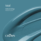 Crown Walls and Ceilings Matt Emulsion 2.5L - Teal