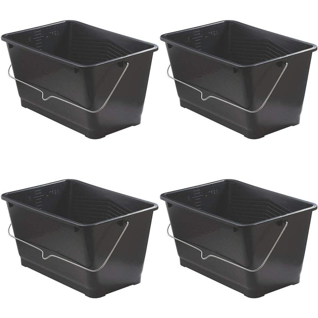 LG Harris Multipurpose Plastic Black Professional Paint Scuttle 15 Litre Tray (4 Scuttles)