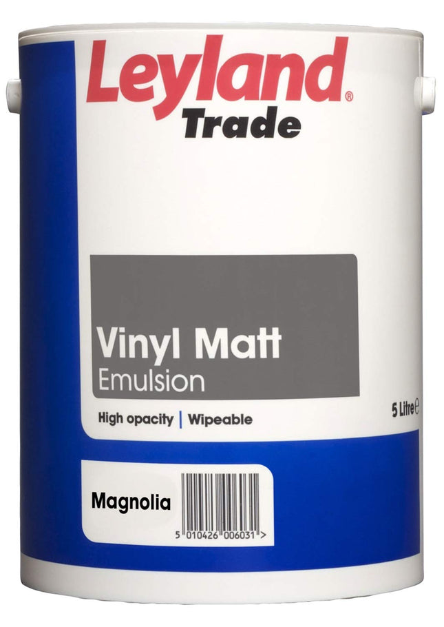 Leyland Trade Vinyl Matt Emulsion Paint - Magnolia 5L (Package may vary)