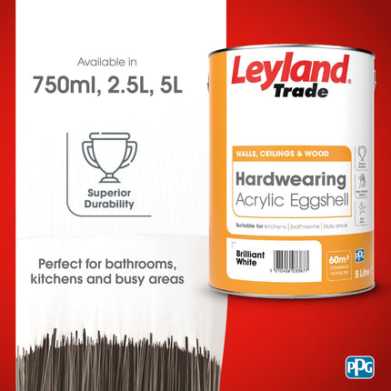 Leyland Trade Acrylic Eggshell Paint - Brilliant White 5L