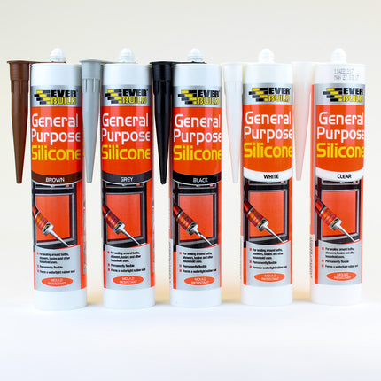 Everbuild General Purpose Silicone - Clear - 6 Pack