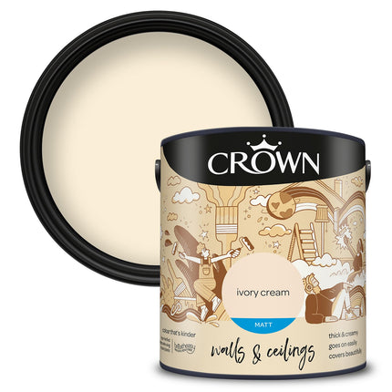 Crown Walls & Ceilings Matt Emulsion 2.5L - Ivory Cream