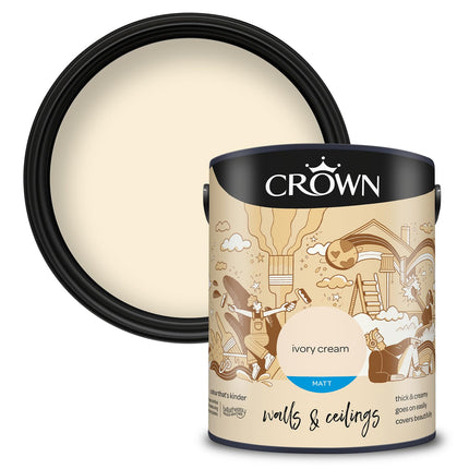 Crown Walls & Ceilings Matt Emulsion 5L - Ivory Cream