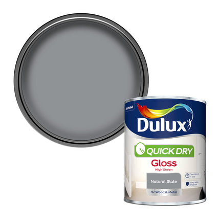 Dulux 5358144 Quick Dry Gloss Paint - Natural Slate - 750ML