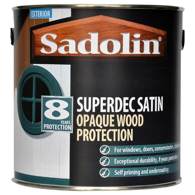 Sadolin 5 Litre Superdec Satin Opaque Woodstain Superwhite