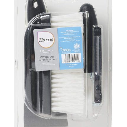 Harris Seriously Good Wallpapering Kit | Set Includes: 1 x Paperhanging Brush, 1 x Stripping Knife, 1 x Seam Roller, 1 x Trimming Knife