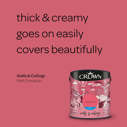 CROWN 2.5L Breatheasy MATT Emulsion Paint for Walls & Ceilings - HEARTSOUL