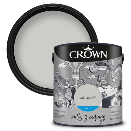CROWN 2.5L Breatheasy MATT Emulsion Paint for Walls & Ceilings - SALT SPRAY