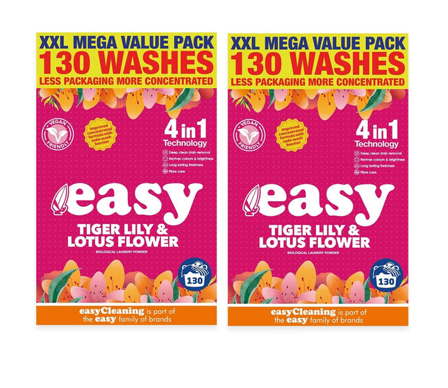 Easy Washing Powder Tiger Lily & Lotus Flower 6.5kg 130 Washes Pack of 2
