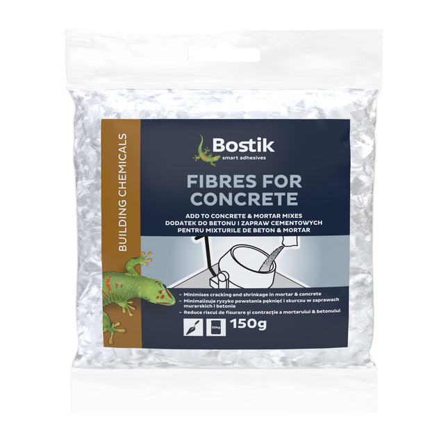 Bostik Fibres for Concrete 150g - Minimise Cracking and Shrinkage - Improve Freeze/Thaw and Impact Resistance of Mortar and Non-Structural Concrete