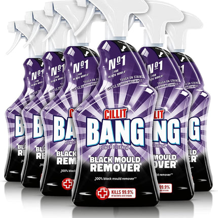 Cilit Bang Power Cleaner Black Mould Remover Spray - Removes Mildew and Dirt Pack of 6 (750ml each)