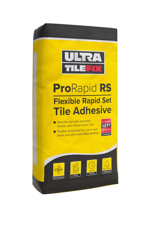 20kg Ultra ProRapid RS Grey porcelain tile adhesive