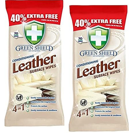 2 XGreen Shield Conditioning Leather Surface Wipes 70 Pack - Extra Large Wipes