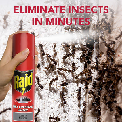 Raid Ant & Cockroach Killer, Insect Killer For Indoor Use, Long Lasting Protection for the Home, Pack of 6 (6 x 300ml)