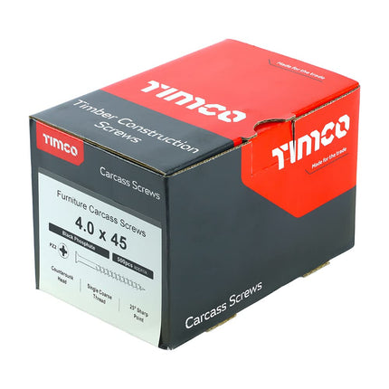 TIMCO PZ2 CSK Passivated Carcass Screws - Black - 4.0 x 45 - Box of 500