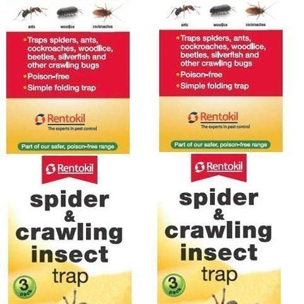 4 x Rentokil 3 Pack Spider & Crawling Insect Beetle Ants Cockroaches Trap