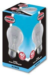 10x 40W Eveready Clear Light Bulbs GLS Lamps - ES/E27 Base